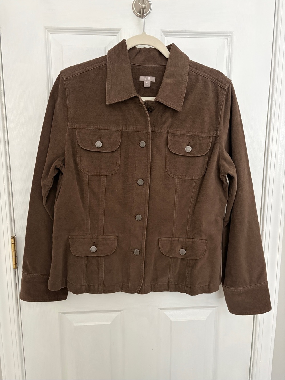 J. Jill Brown Button-Front Jean Jacket #399